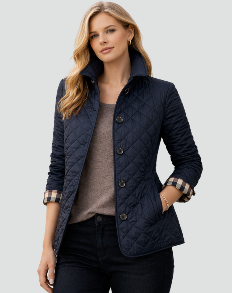 Hallie | Women's Quilted Padded Jacket Collar Button Fastening