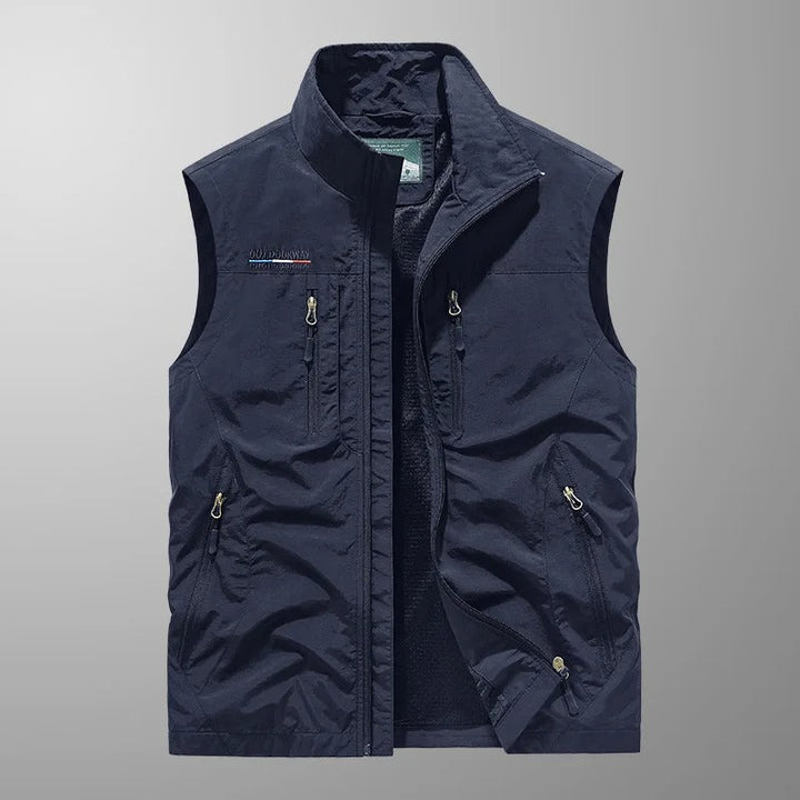 Men's Bodywarmer with Zip and Stand-Up Collar Outdoor Vest