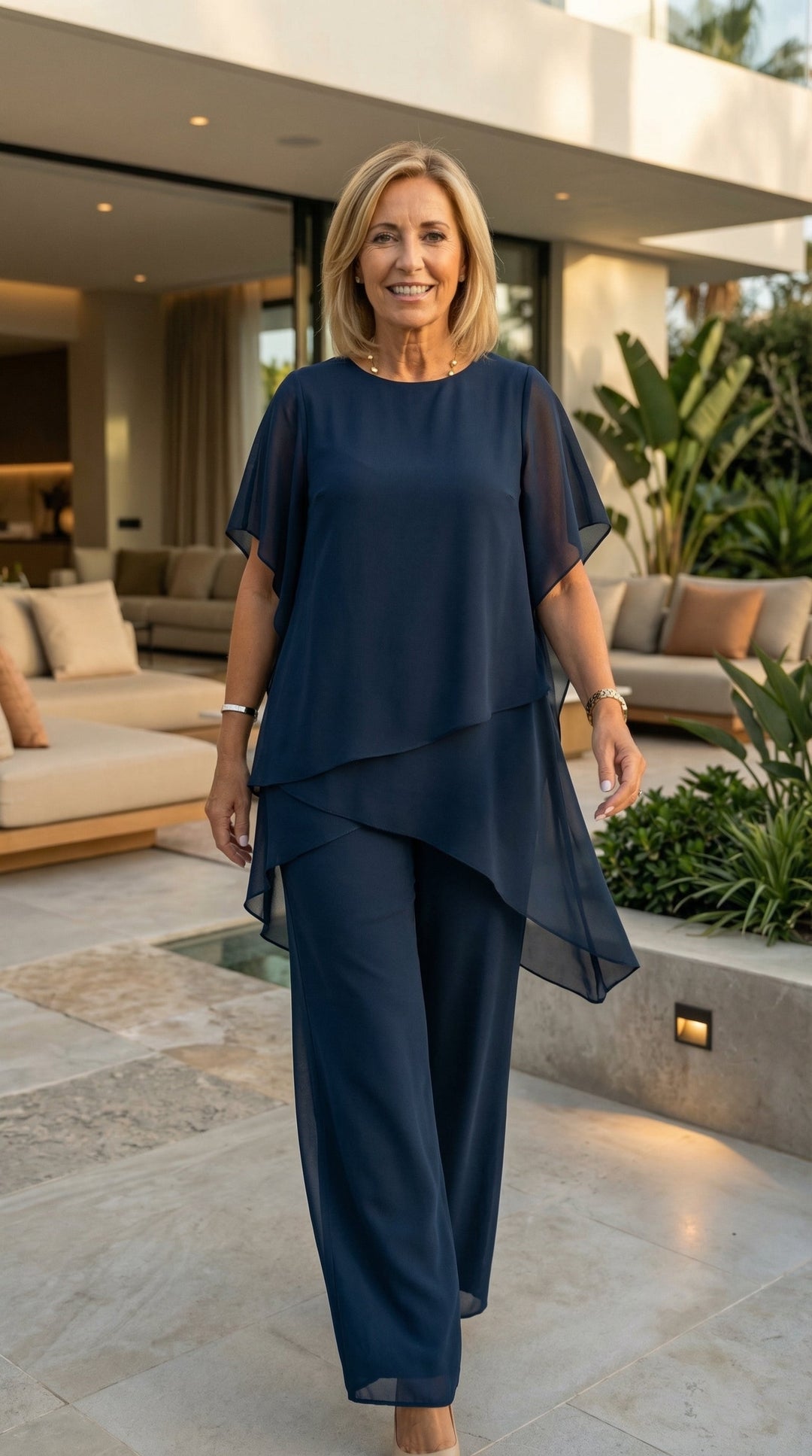 Women’s Layered Two-Piece Trouser Set – Flowing Occasion Outfit for Weddings