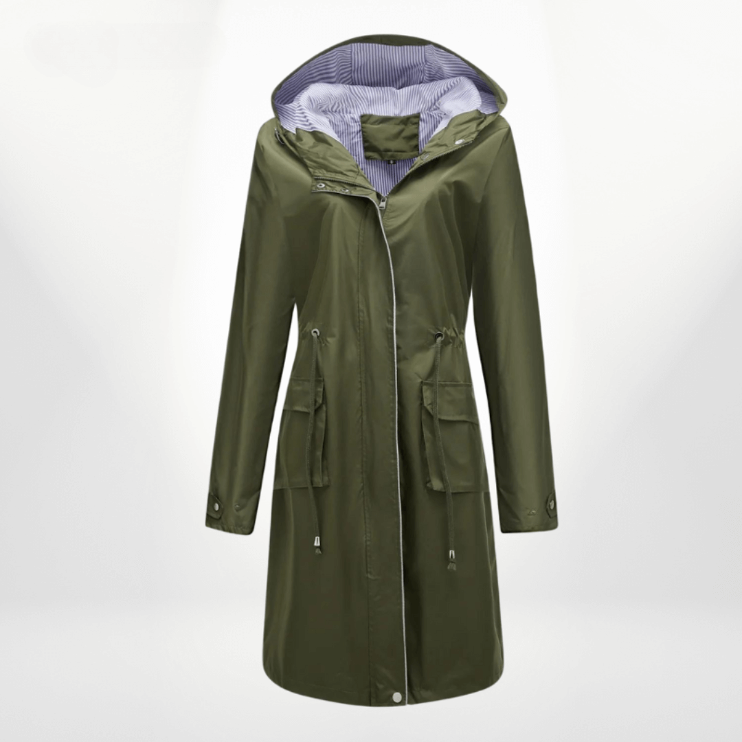 Hildegund | Women's Waterproof Raincoat Hooded Drawstring Waist