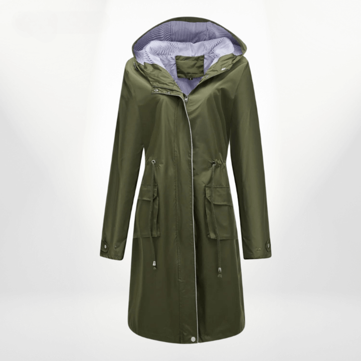 Hildegund | Women's Waterproof Raincoat Hooded Drawstring Waist
