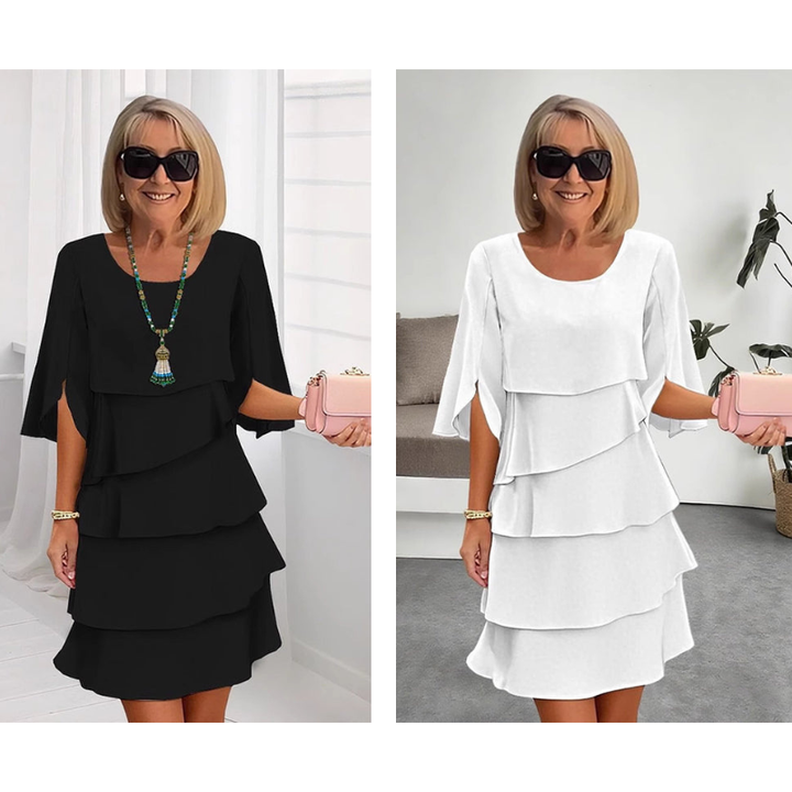 Seraphina | Women's Layered Midi Dress Puff Sleeves