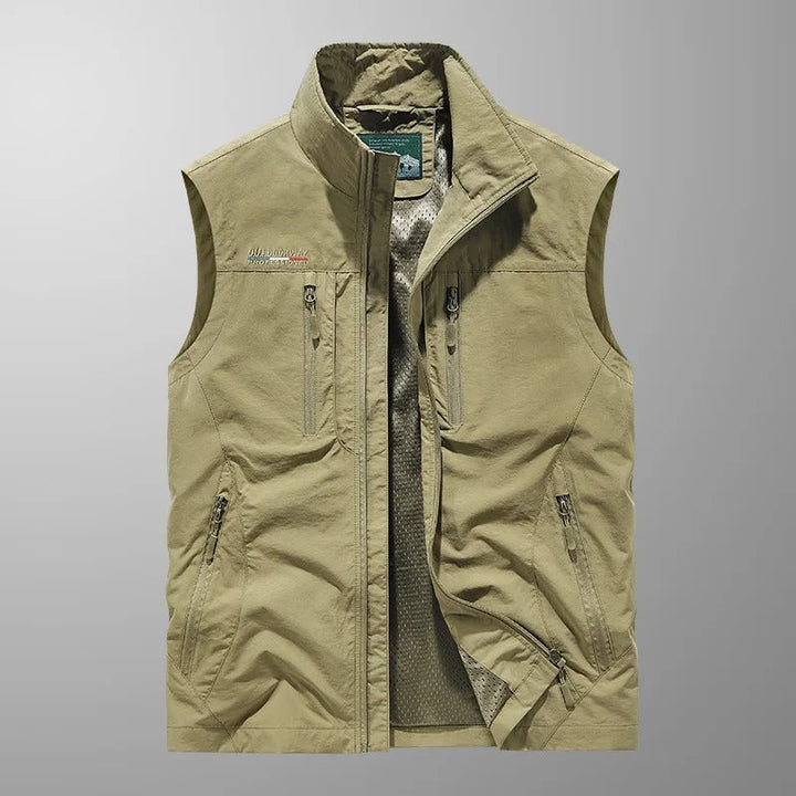 Men's Bodywarmer with Zip and Stand-Up Collar Outdoor Vest