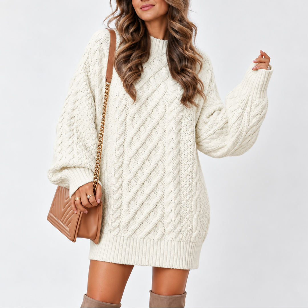 Octavia | Women's Oversized Cable Knit Jumper Balloon Sleeves