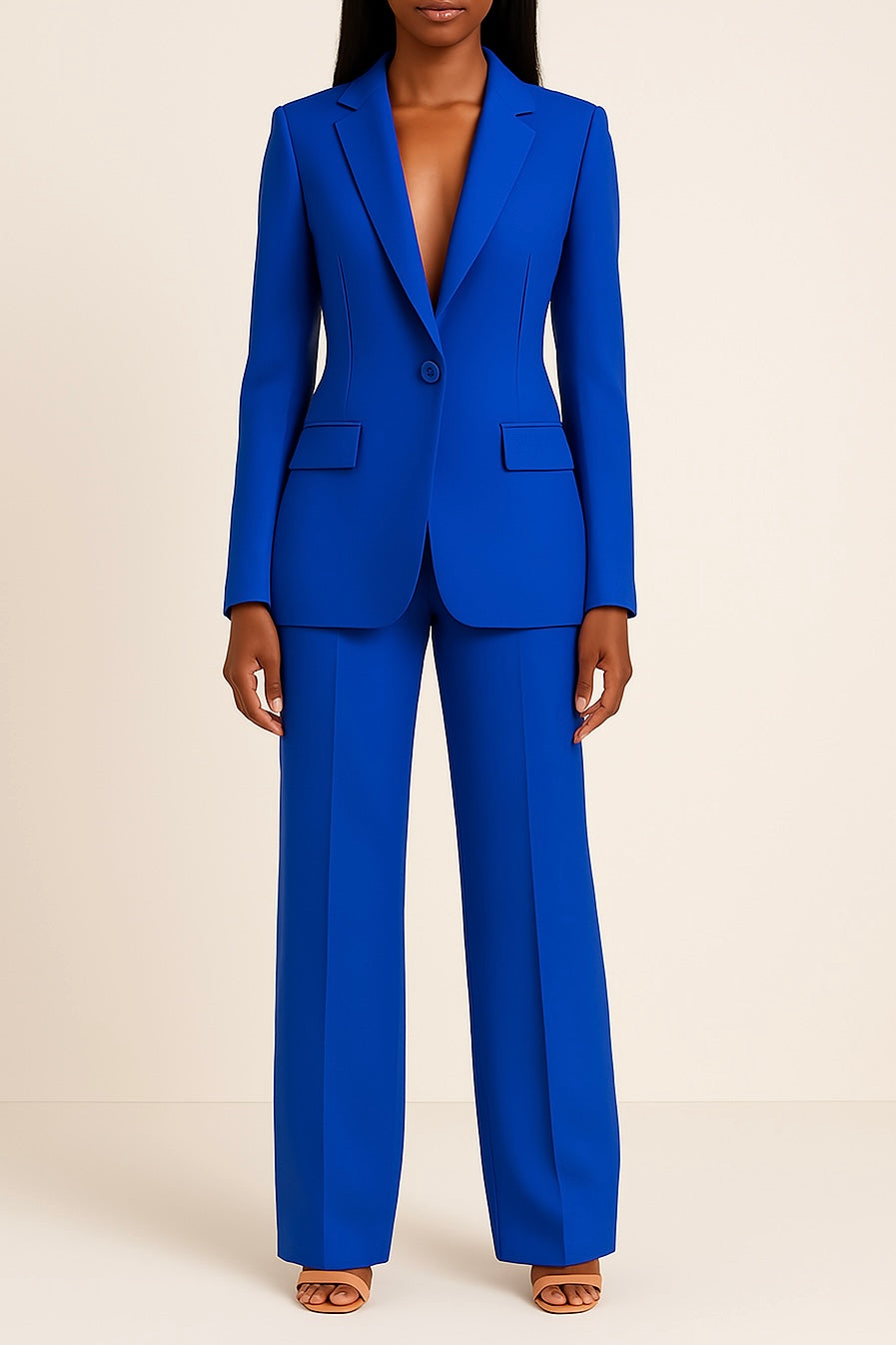 Ladies' Formal Suit Set with Long Blazer – Elegant and Professional