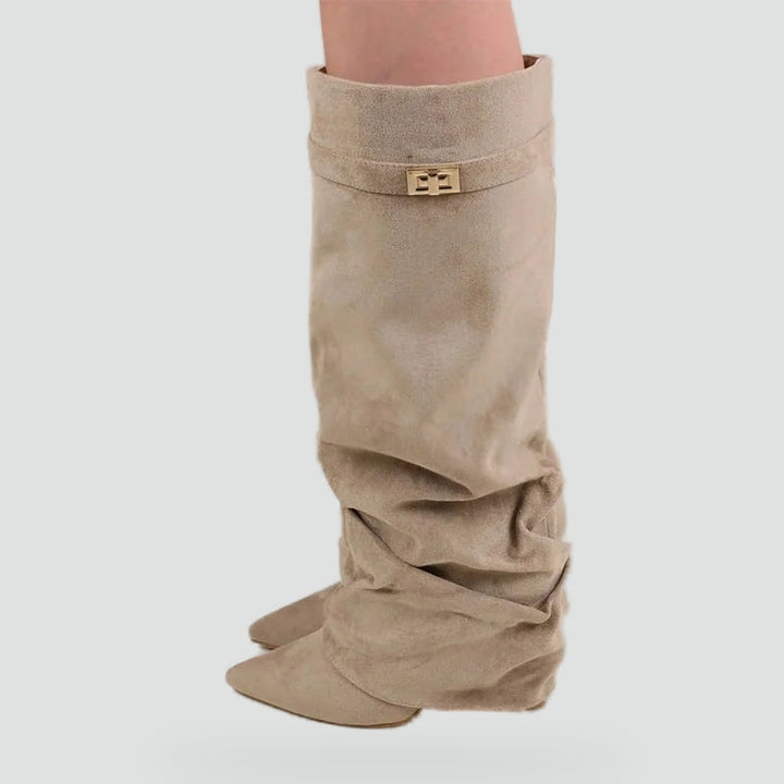 Seraphina | Women's Faux Suede Knee High Slouch Boots Pointed Toe