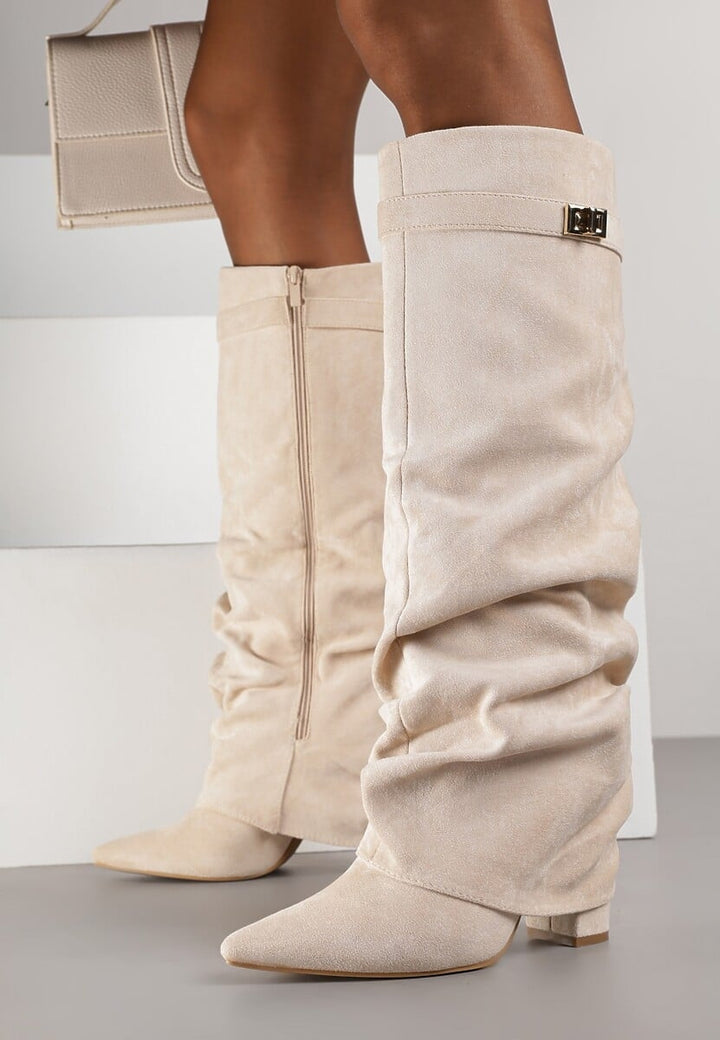 Seraphina | Women's Faux Suede Knee High Slouch Boots Pointed Toe