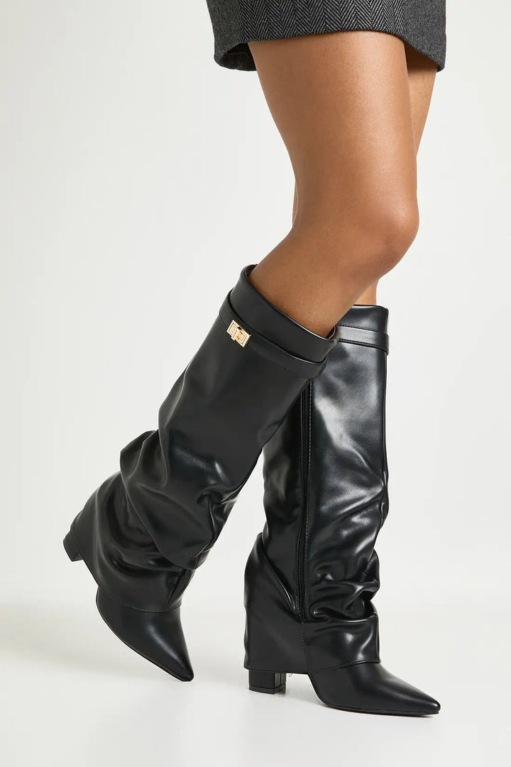 Seraphina | Women's Faux Suede Knee High Slouch Boots Pointed Toe