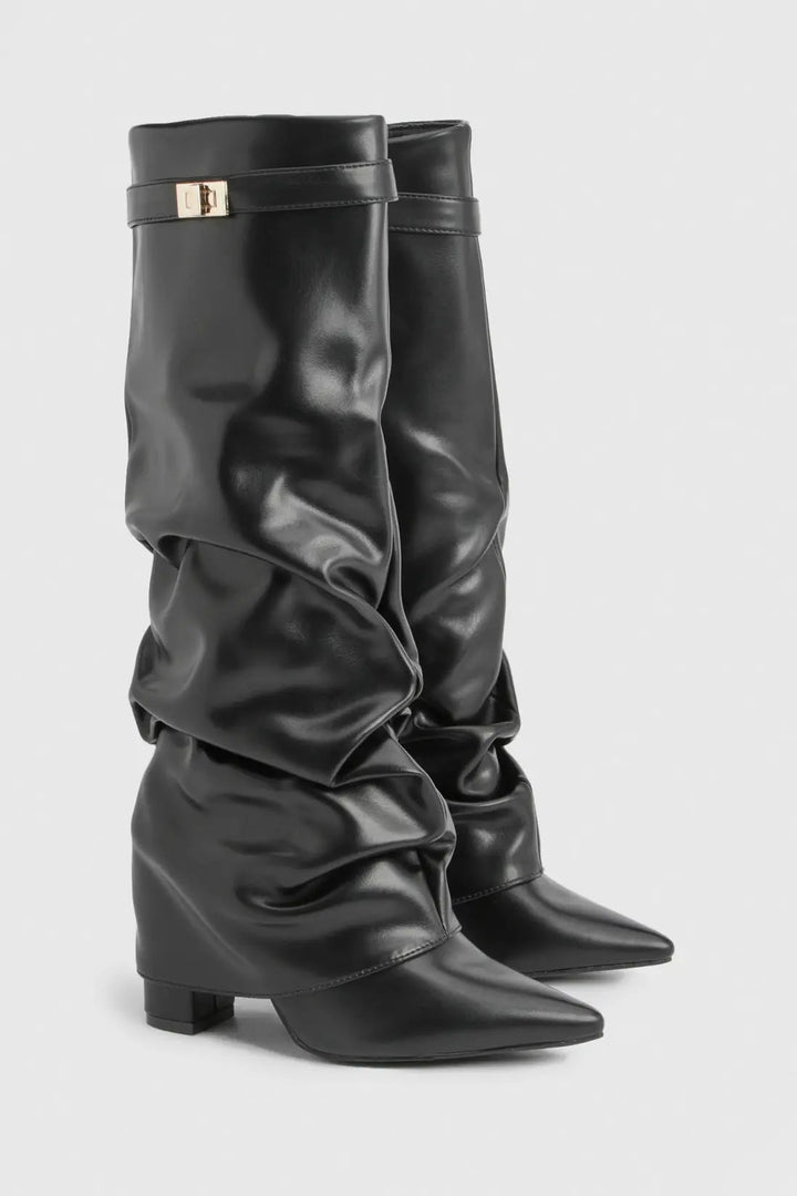 Seraphina | Women's Faux Suede Knee High Slouch Boots Pointed Toe