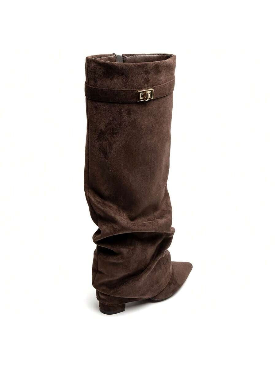 Seraphina | Women's Faux Suede Knee High Slouch Boots Pointed Toe