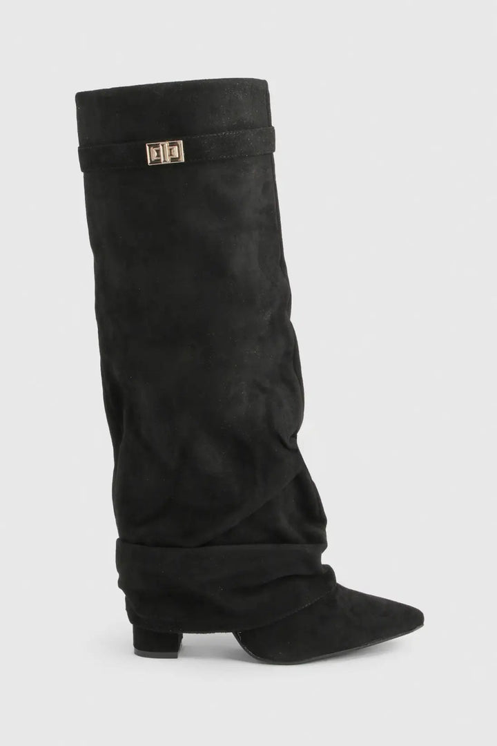 Seraphina | Women's Faux Suede Knee High Slouch Boots Pointed Toe
