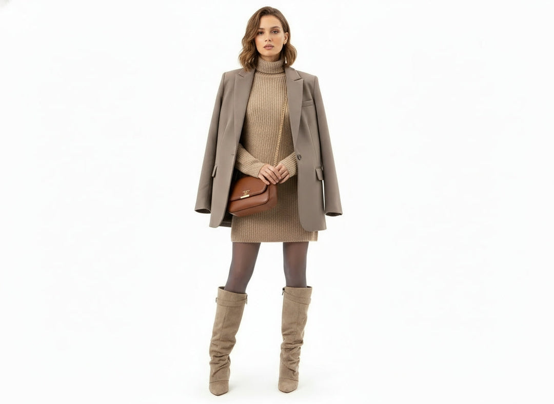 Seraphina | Women's Faux Suede Knee High Slouch Boots Pointed Toe