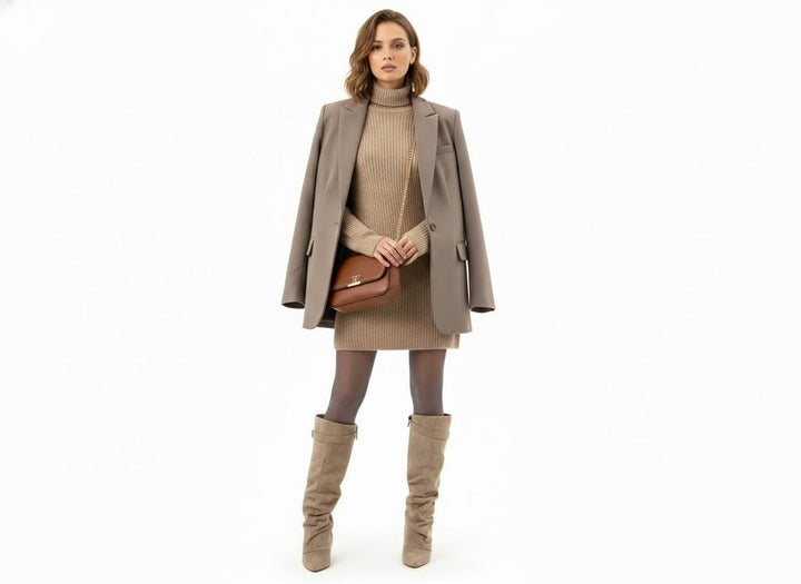 Seraphina | Women's Faux Suede Knee High Slouch Boots Pointed Toe