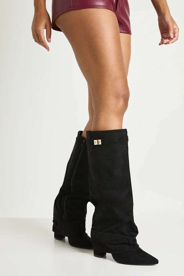 Seraphina | Women's Faux Suede Knee High Slouch Boots Pointed Toe