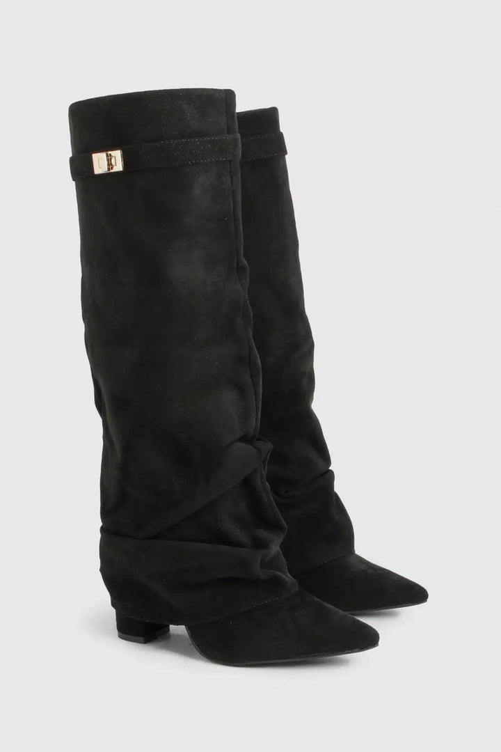 Seraphina | Women's Faux Suede Knee High Slouch Boots Pointed Toe