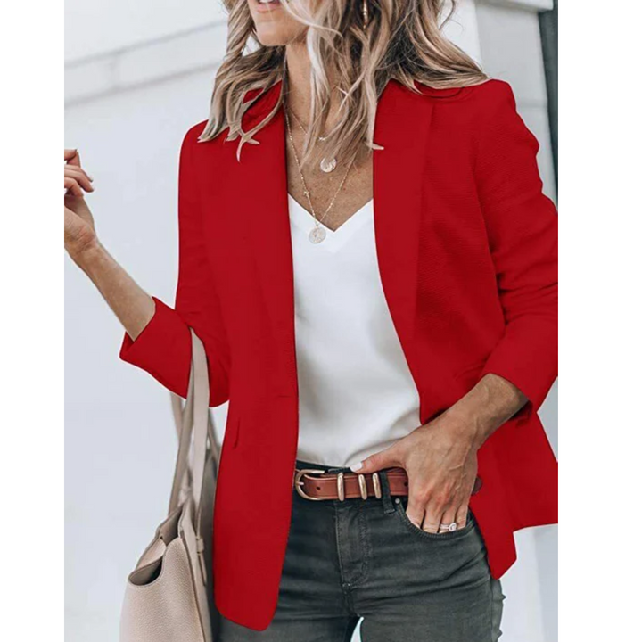 Adelinde | Women's Fitted Single-Button Blazer Lapel Collar Flap Pockets