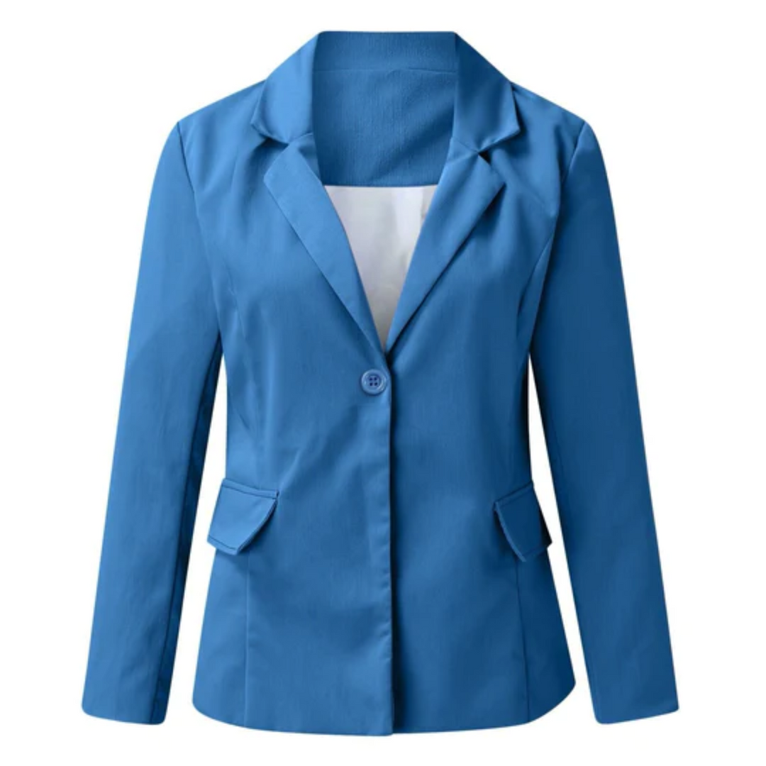 Adelinde | Women's Fitted Single-Button Blazer Lapel Collar Flap Pockets