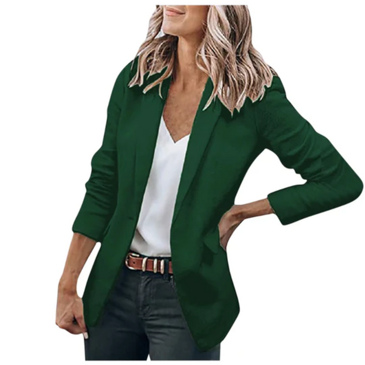 Adelinde | Women's Fitted Single-Button Blazer Lapel Collar Flap Pockets
