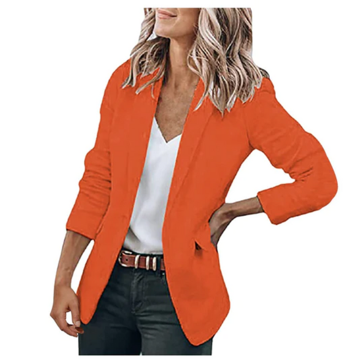 Adelinde | Women's Fitted Single-Button Blazer Lapel Collar Flap Pockets