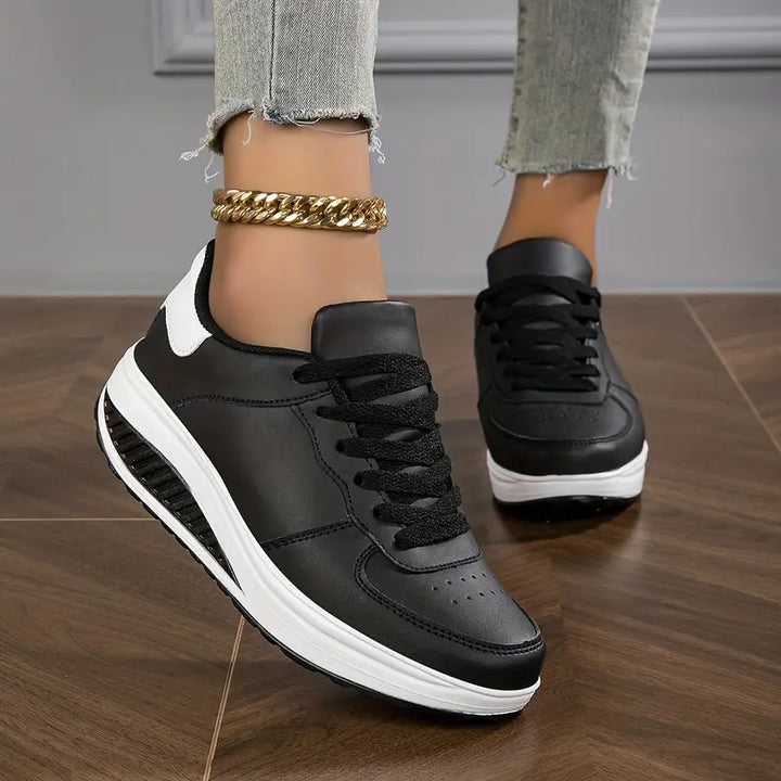 Charlotte | Women's Lace-Up Wedge Trainers Round Toe Cushioned Sole