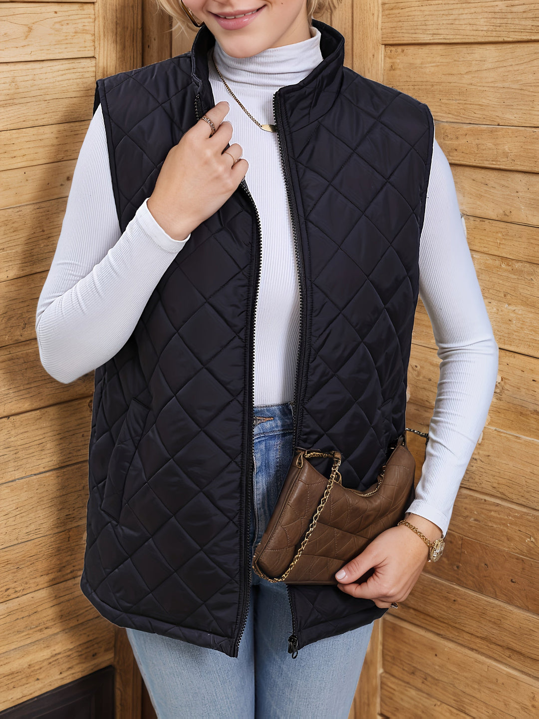 Eileen | Diamond-Quilted Longline Gilet