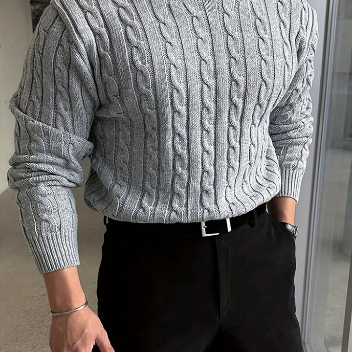 Preston | Men's Chunky Cable Knit Jumper Crew Neck Twisted