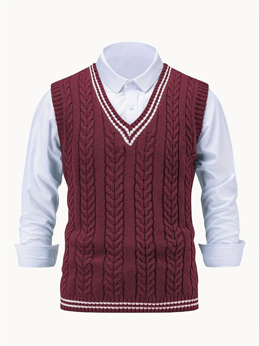Gideon | Cable-Knit V-Neck Sweater Vest