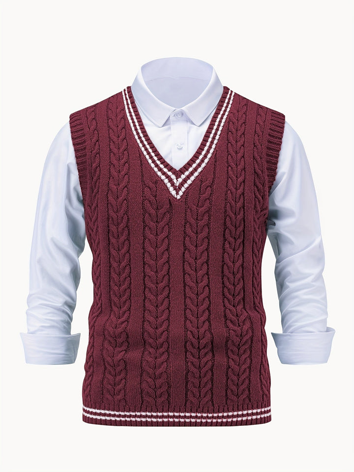 Gideon | Cable-Knit V-Neck Sweater Vest