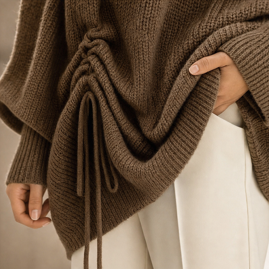 Doreen | Women's Oversized Knitted Jumper Side Drawstring One Size
