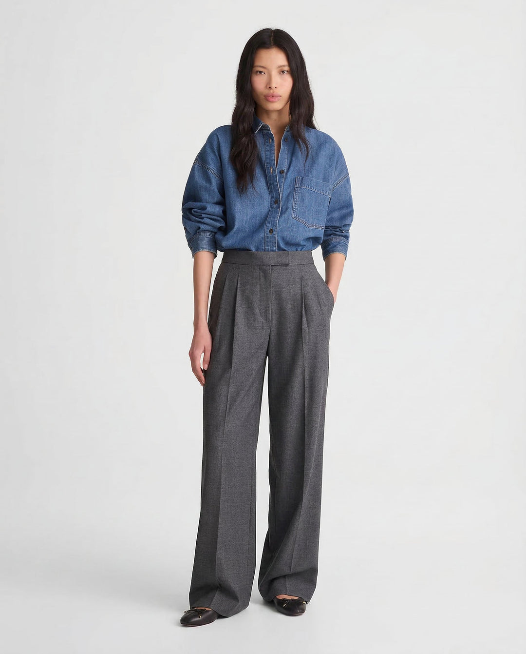 Valmira High Waist Draped Wide Leg Trousers