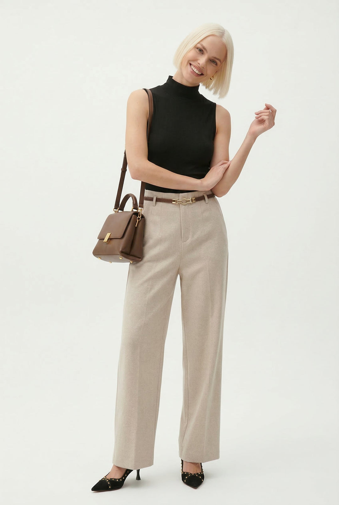 Mirelle Wide Leg Tailored Wool Trousers