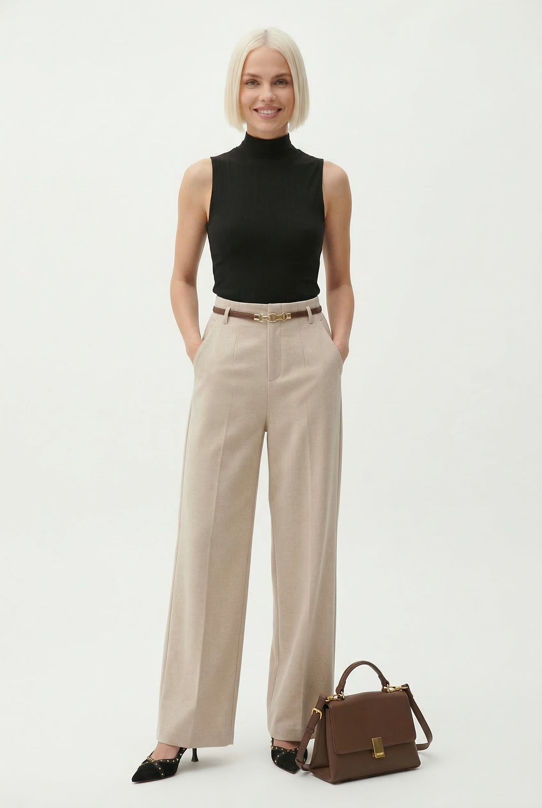 Mirelle Wide Leg Tailored Wool Trousers