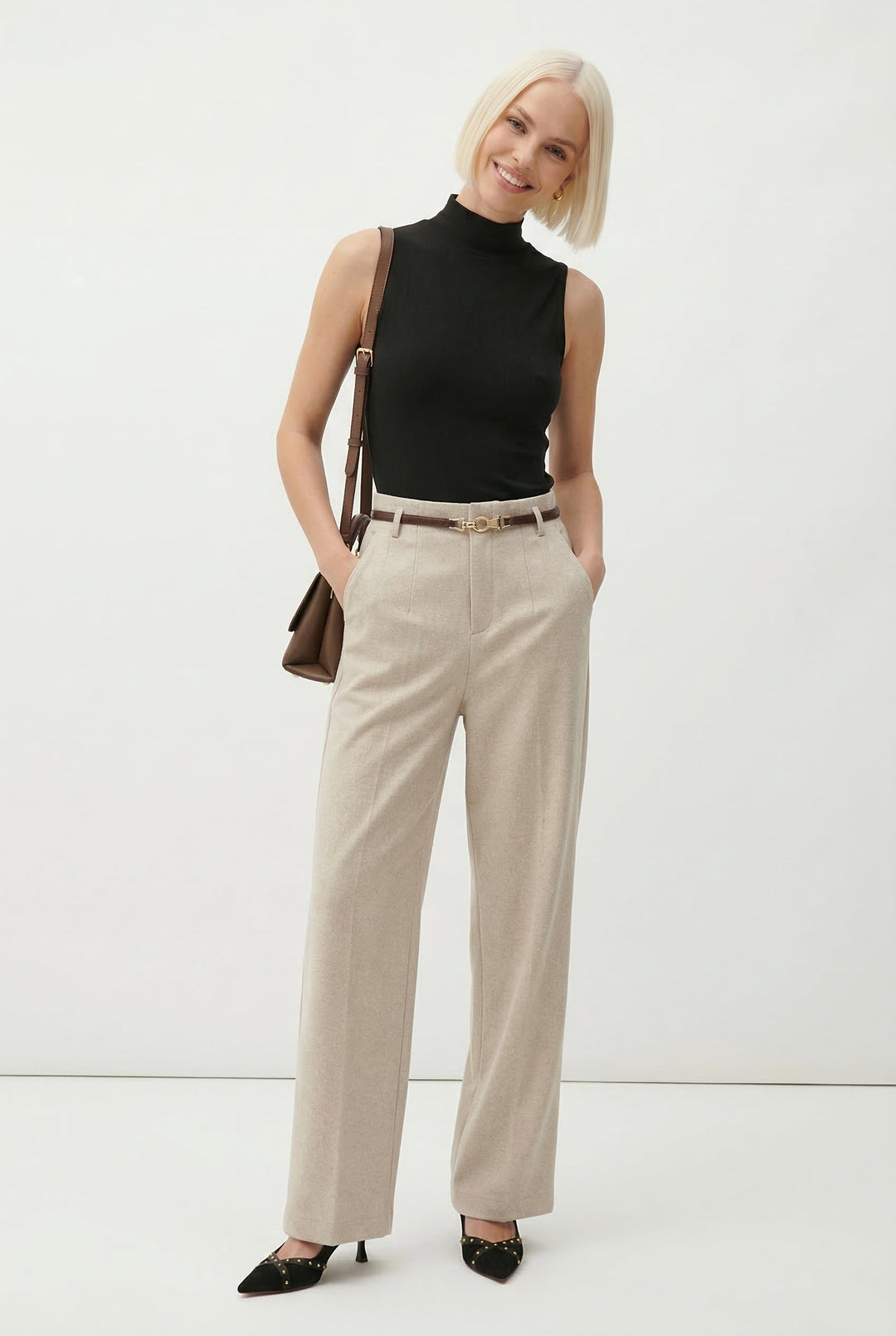 Mirelle Wide Leg Tailored Wool Trousers