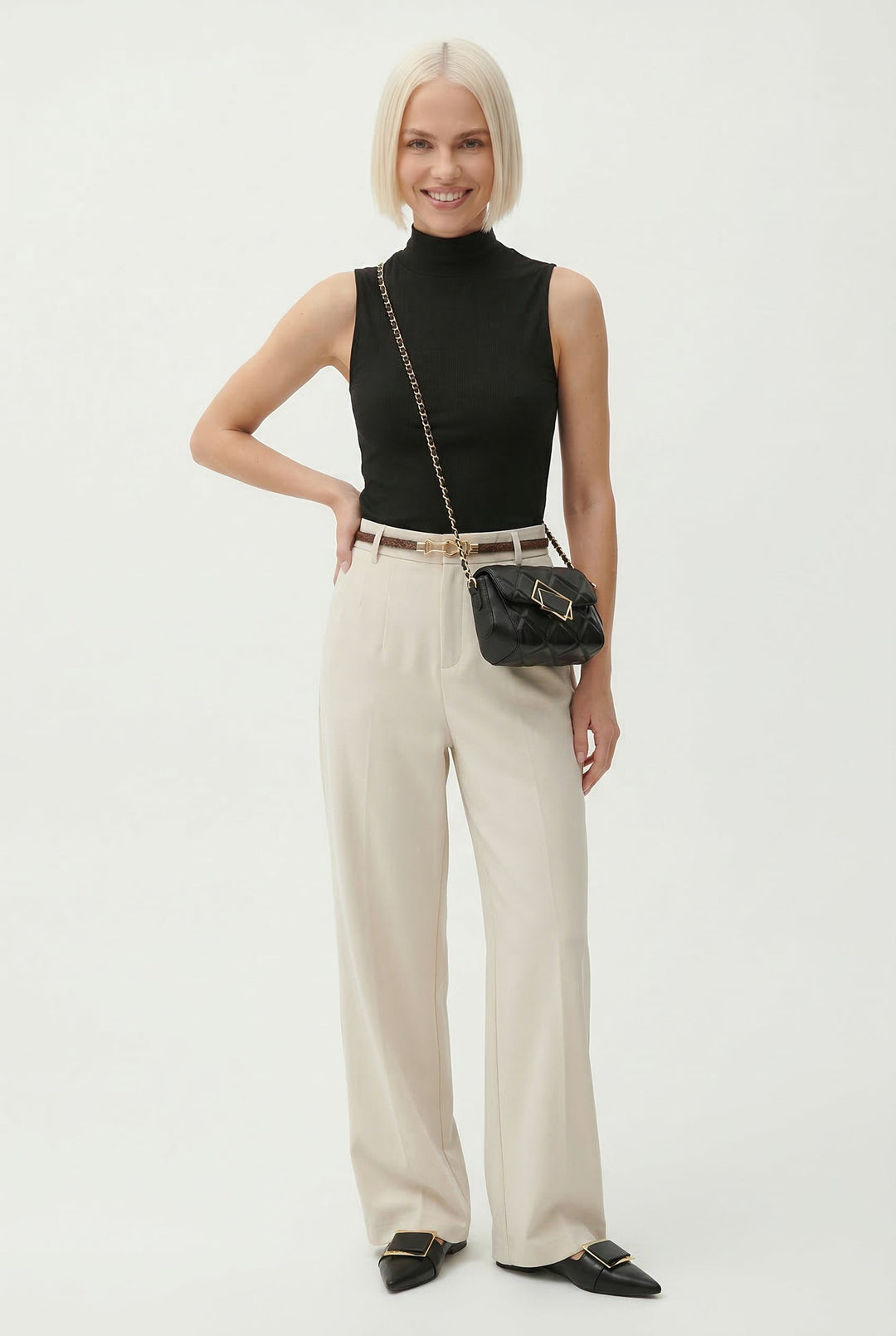Mirelle Wide Leg Tailored Wool Trousers