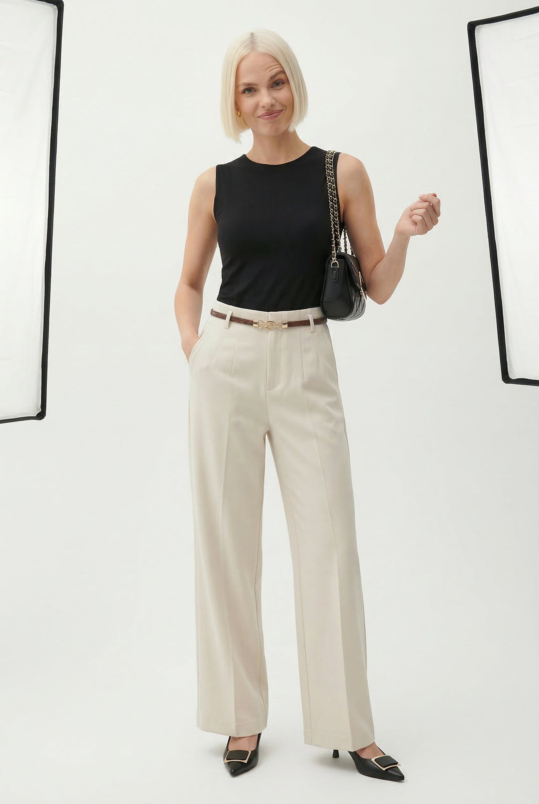 Mirelle Wide Leg Tailored Wool Trousers