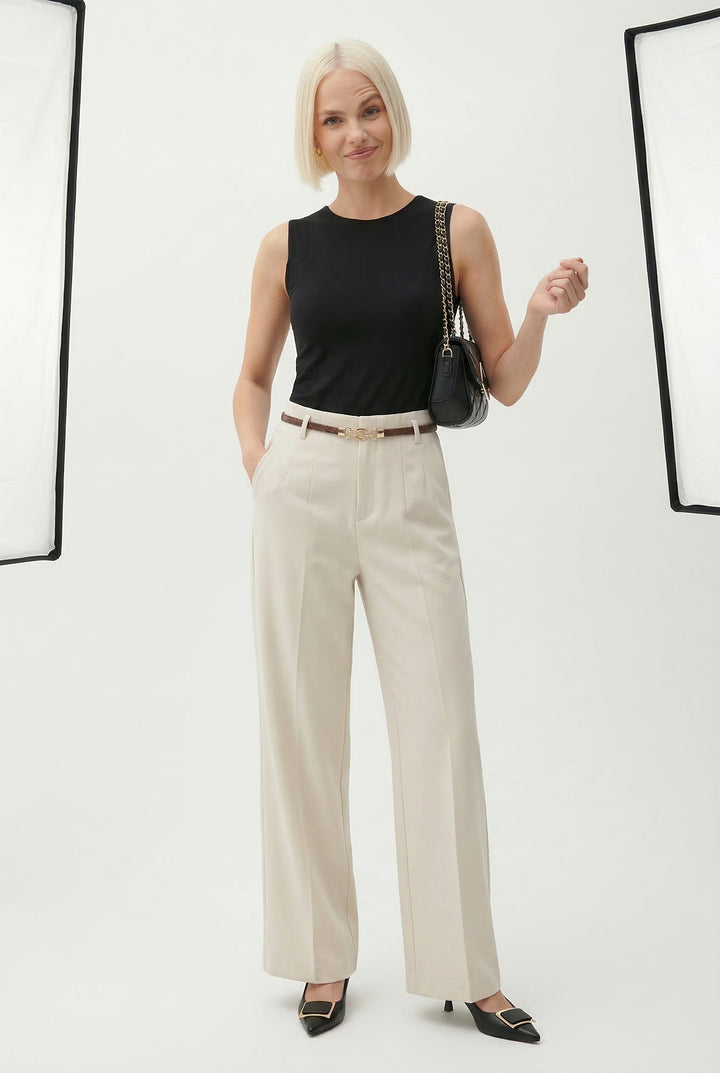 Mirelle Wide Leg Tailored Wool Trousers