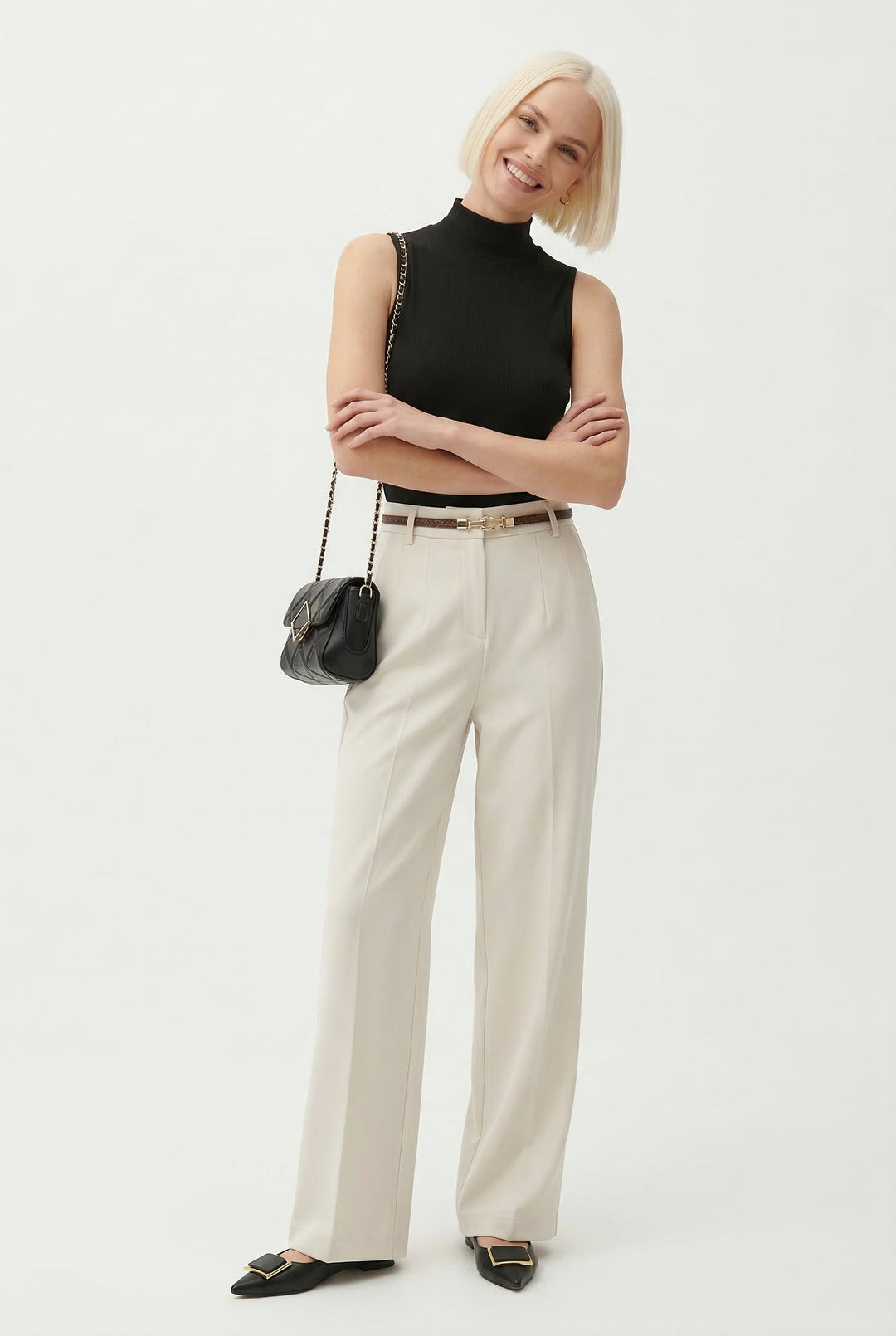Mirelle Wide Leg Tailored Wool Trousers