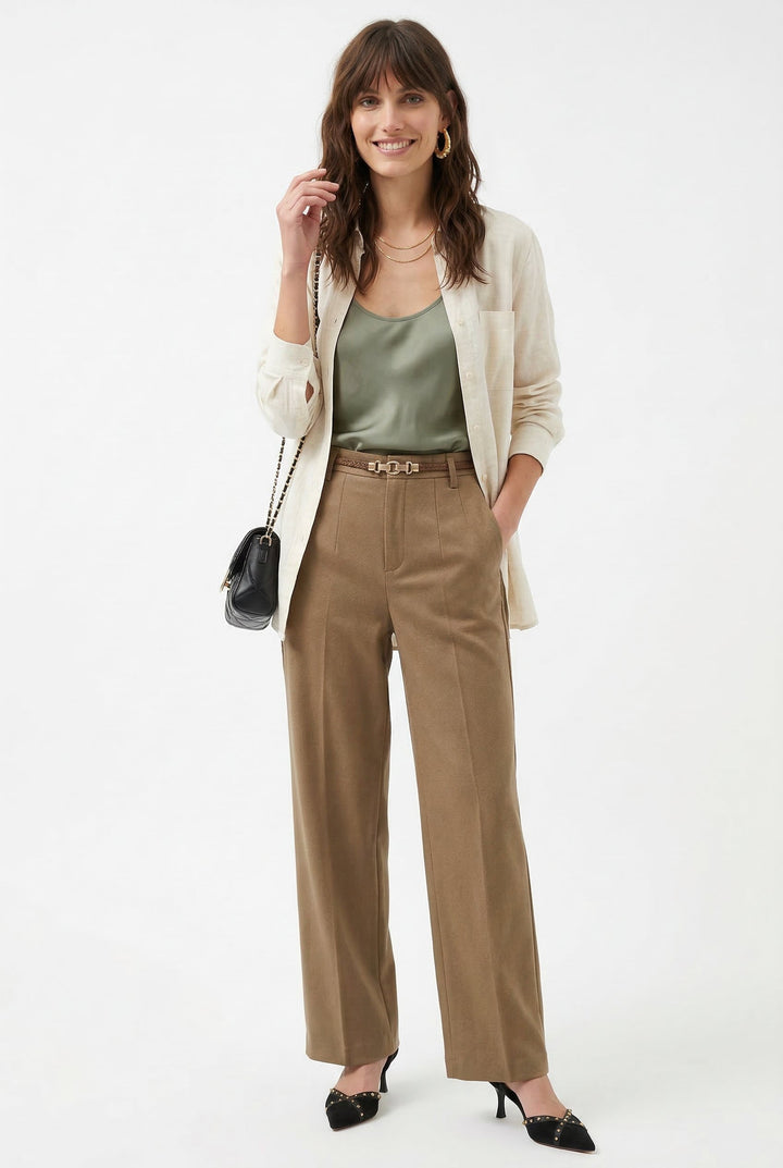 Mirelle Wide Leg Tailored Wool Trousers