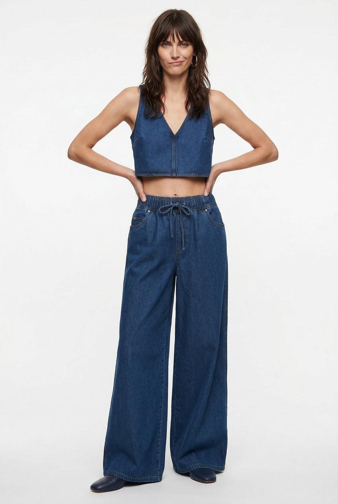 Viona Drawstring Wide Leg Jeans
