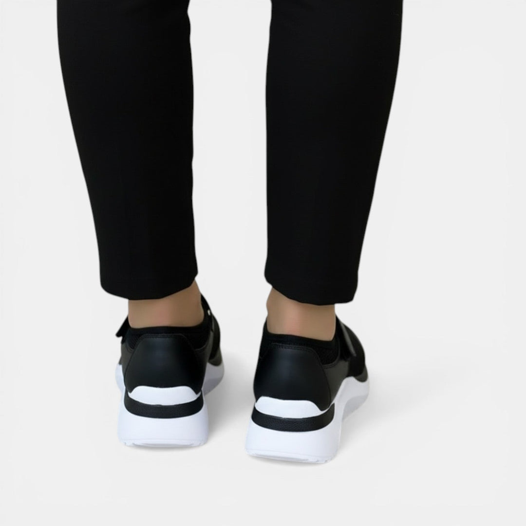 Lucy | Women's Knit Mary Jane Trainers Hook-and-Loop Strap Cushioned Sole