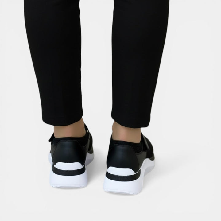 Lucy | Women's Knit Mary Jane Trainers Hook-and-Loop Strap Cushioned Sole