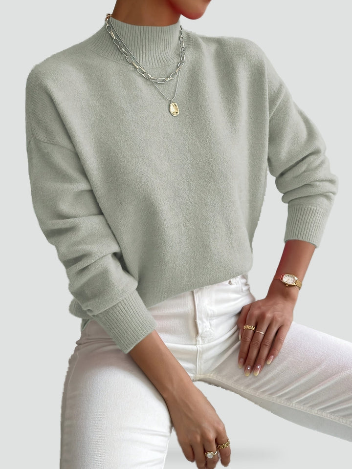 Marina | Women's Brushed Knit Mock Neck Jumper Ribbed Cuffs