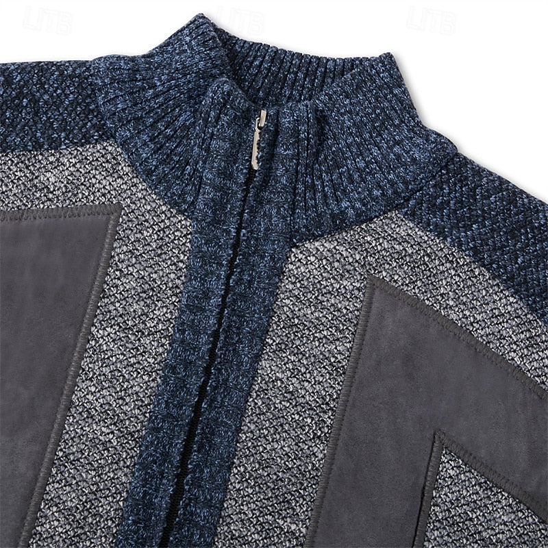 Bryson | Men's Zip-Up Knit Cardigan Brushed Lining Stand Collar Pockets