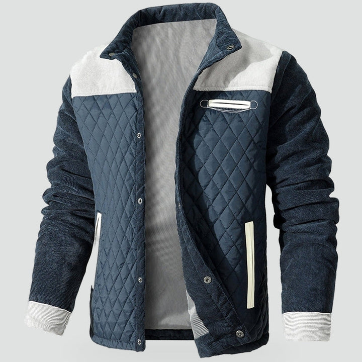 Barnaby | Men's Checked Jacket Corduroy Trim Button Up