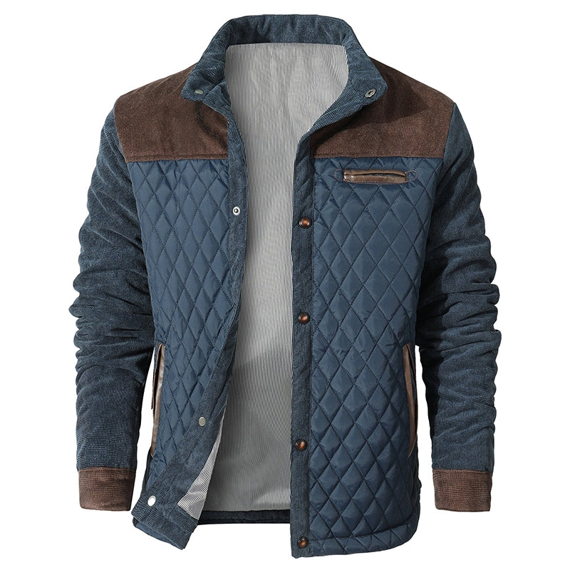 Barnaby | Men's Checked Jacket Corduroy Trim Button Up