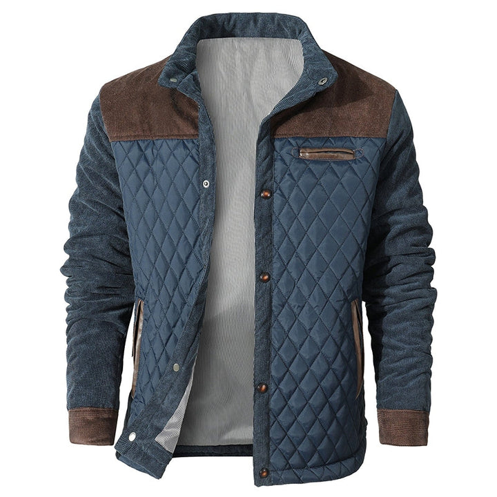 Barnaby | Men's Checked Jacket Corduroy Trim Button Up