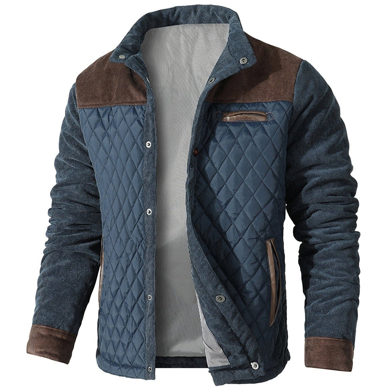 Barnaby | Men's Checked Jacket Corduroy Trim Button Up