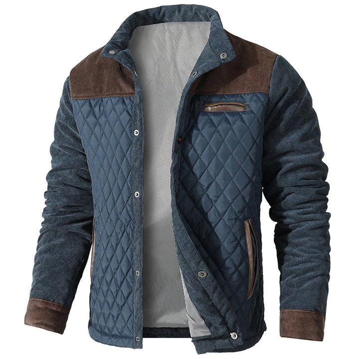 Barnaby | Men's Checked Jacket Corduroy Trim Button Up