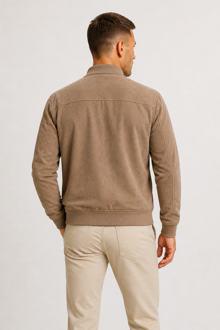 Men's Slim Fit Suede Bomber Jacket