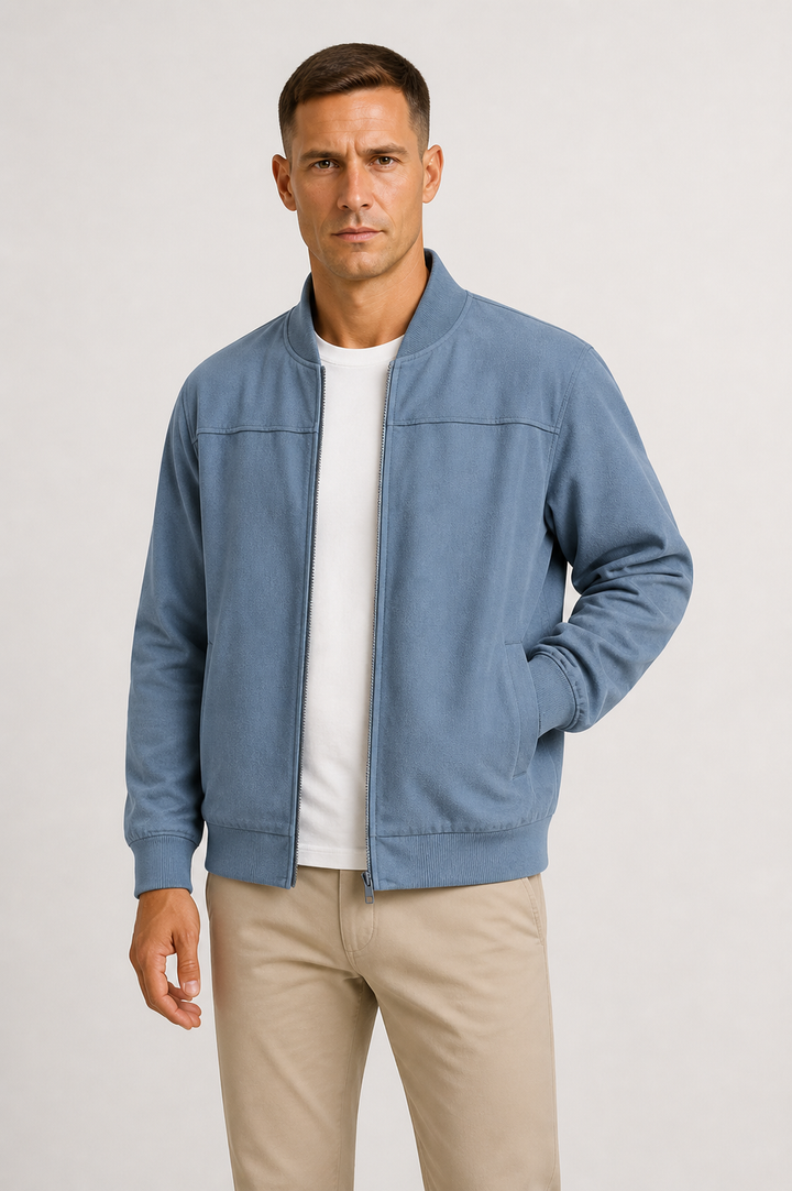 Men's Slim Fit Suede Bomber Jacket